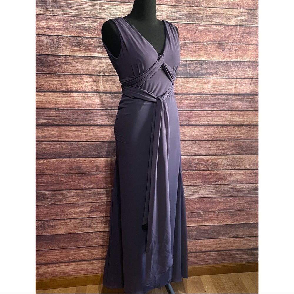 Vera Wang Maids 8 Plum Bridesmaid Dress MultiWay Wrap Sashes Chiffon *altered